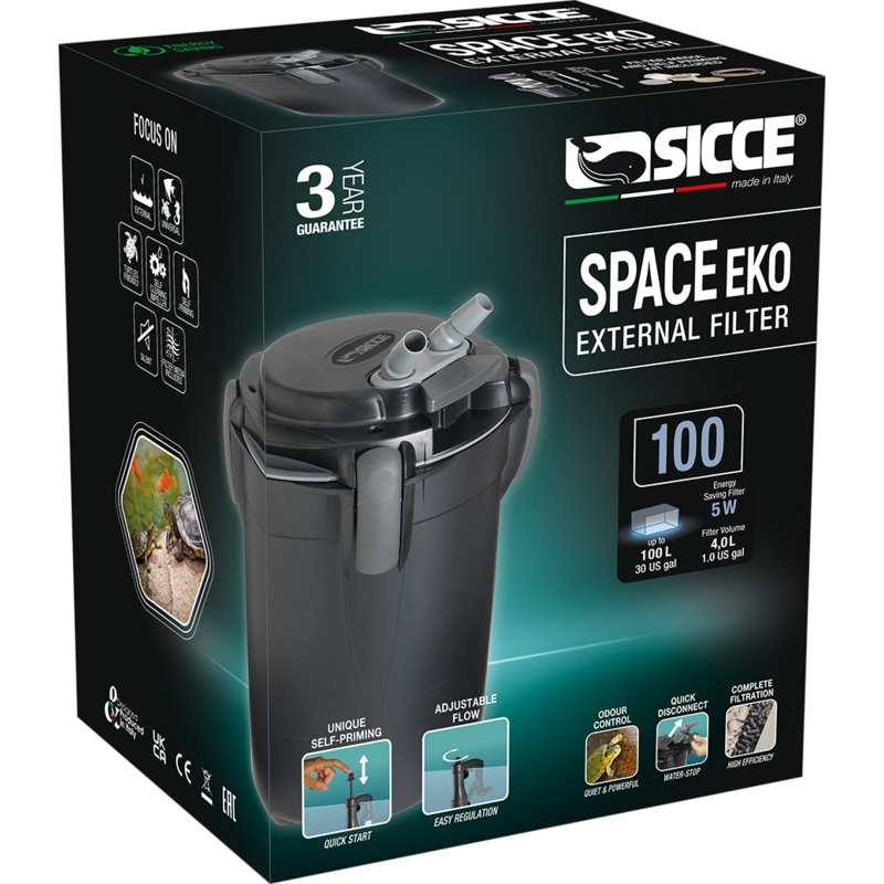 Sicce Space Eko+ 100 Canister Filter - 550L/H (100L Tank) - 5W
