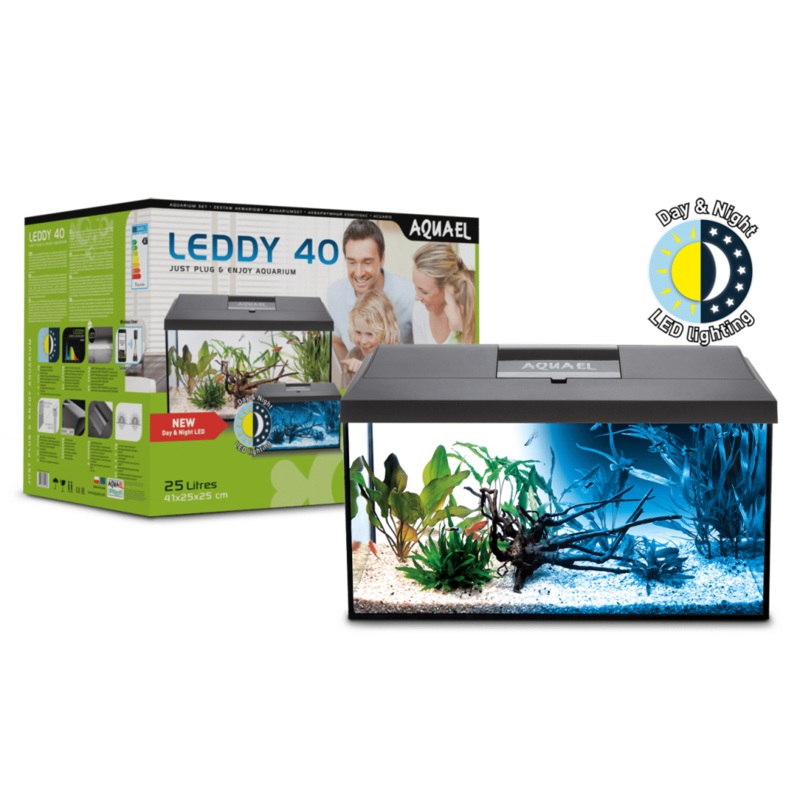 Aquael Leddy Day & Night 40 Black Aquarium Set