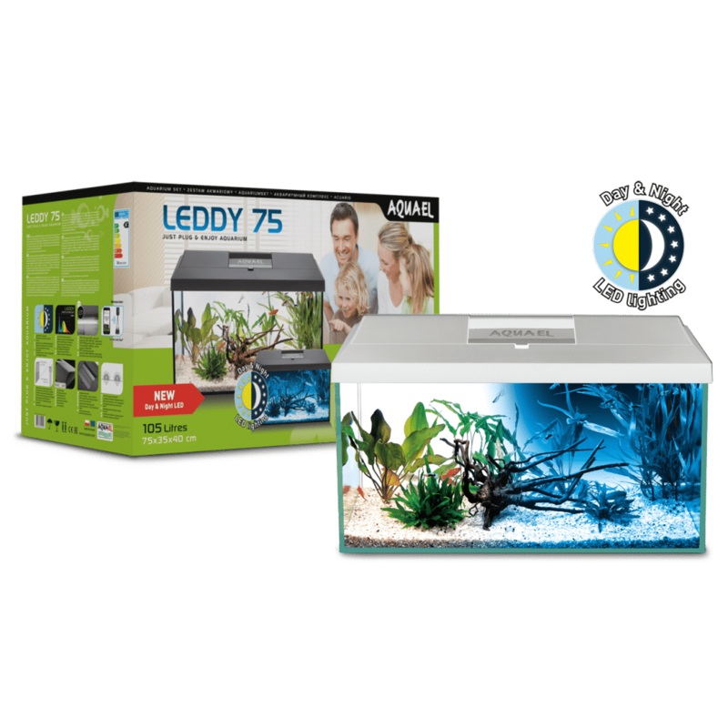 Aquael Leddy Day & Night 75 White Aquarium Set