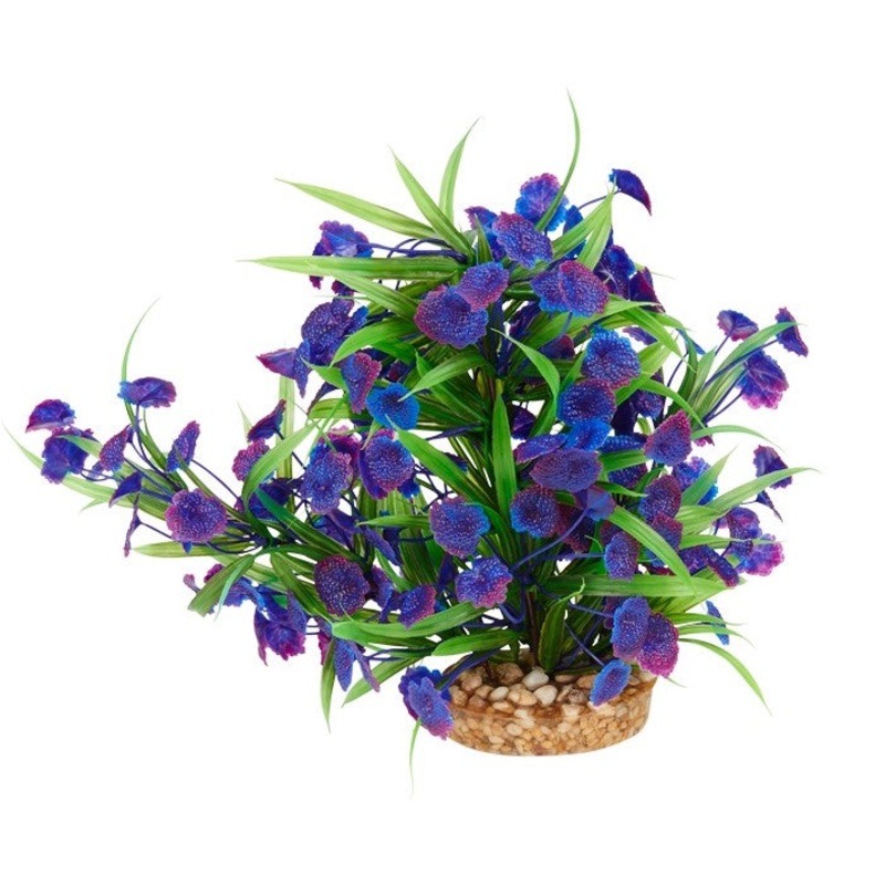 Aqua One Plastic Plant Blue Centauria withGravel Base Large