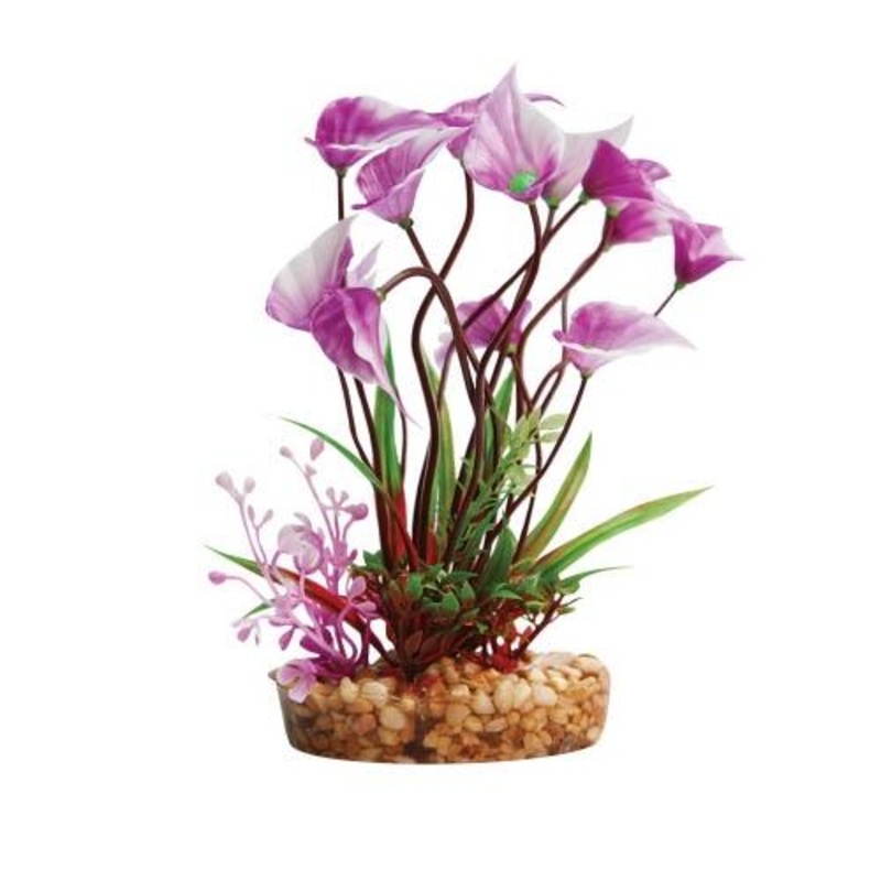 Aqua One Plastic Plant Yellow Villarsia withGravel Base Medium
