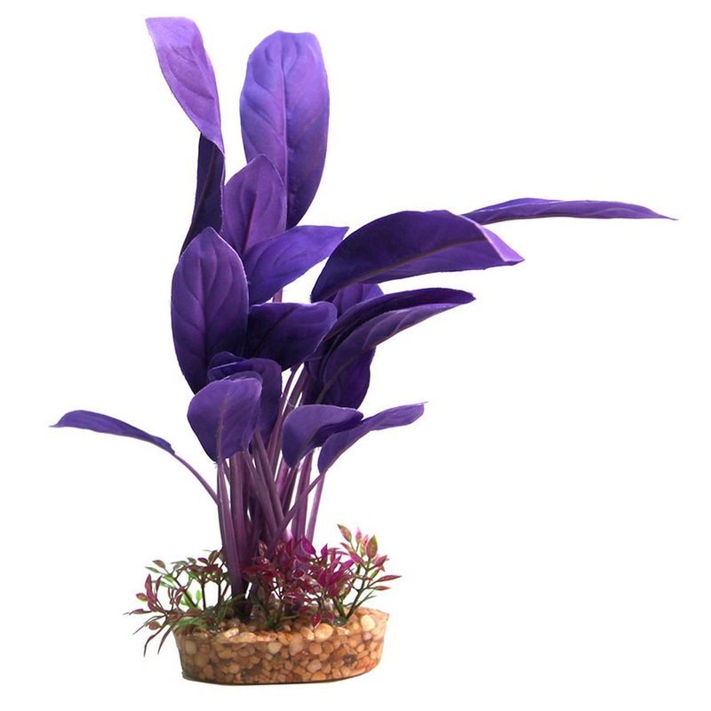 Aqua One Silk Plant Purple Echinodorus withGravel Base Large