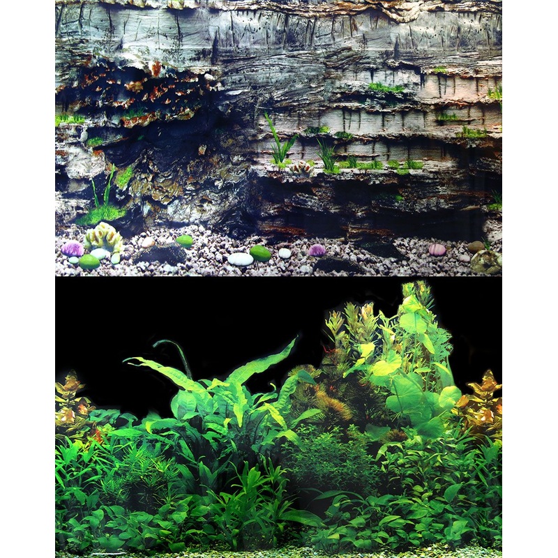 AquaOne Black Plant/Layer Rock Aquarium Background