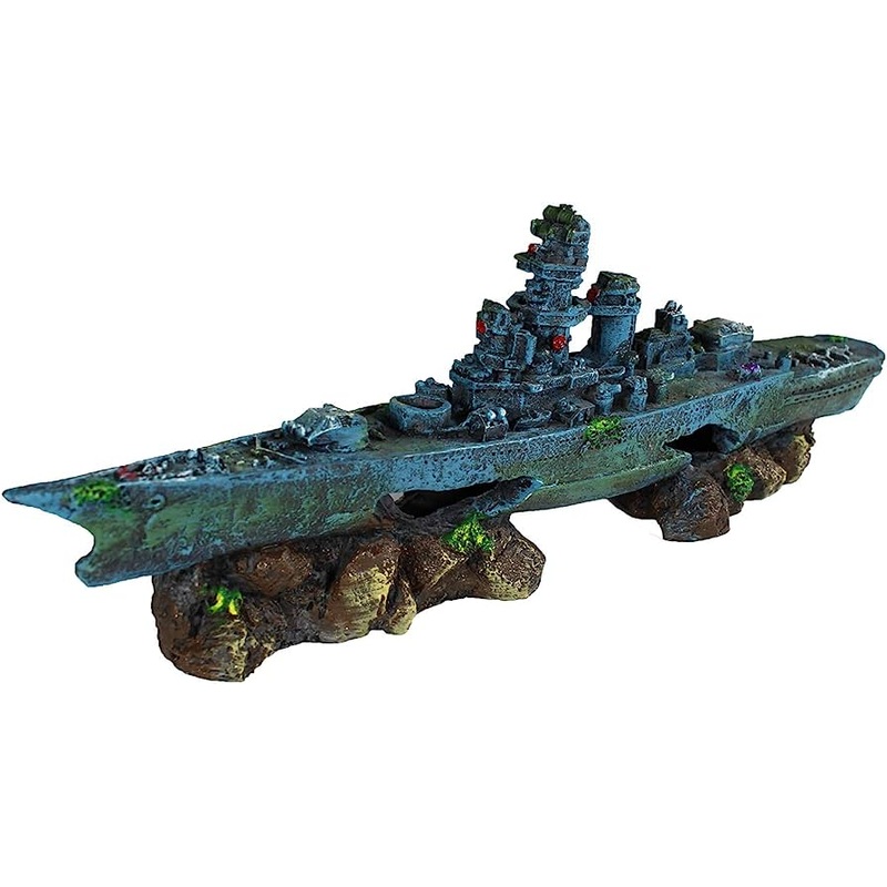 Sunken Battleship Medium Aquarium Ornament
