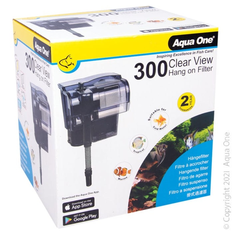 Aqua One ClearView 300 Hang On Filter - For Aquariums Up To 100L