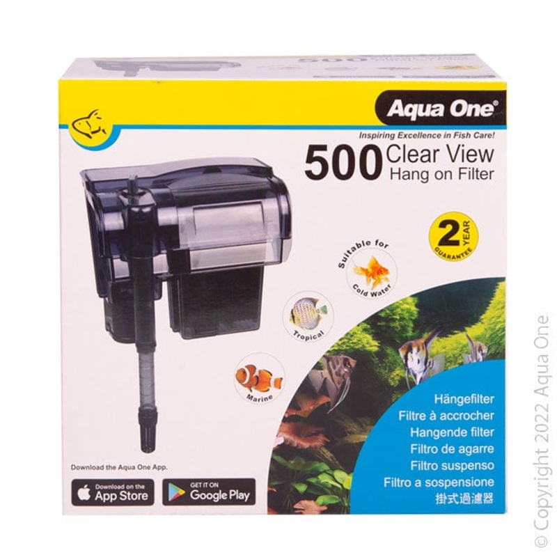 Aqua One ClearView 500 Hang On Filter - For Aquariums Up To 120L