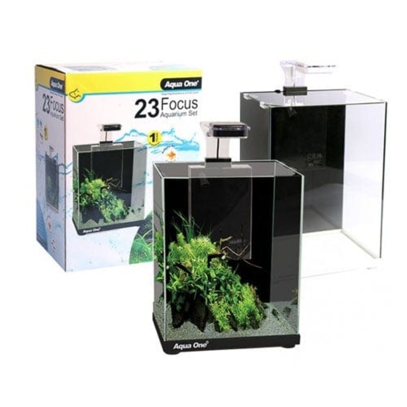 Aqua One Focus 23 Glass Aquarium  (30L x 22D x 41H cm) - Black