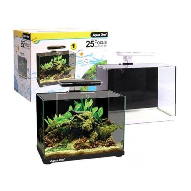 Aqua One Focus 25 LED Glass Aquarium (40L x 25D x 31H cm) - Black
