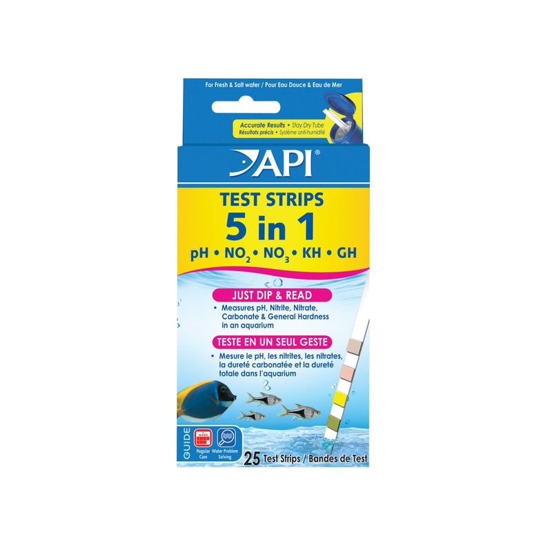 API 5 in 1 Aquarium Test Strips - 25 pk