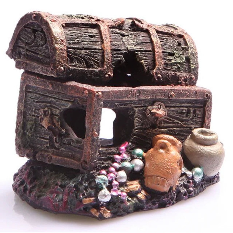 Ornament Sunken Treasure Chest Small 7.5x7x6.5
