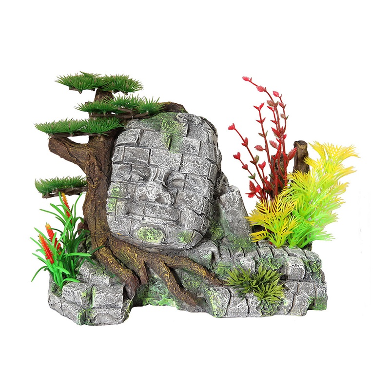 Aqua One Stone Head With Bonsai Ornament - discontinued