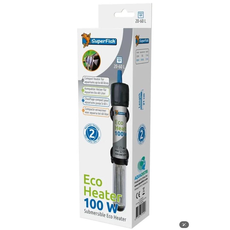 Superfish Aquarium Fish Tank Eco Heater 100W 40-100L 21cm