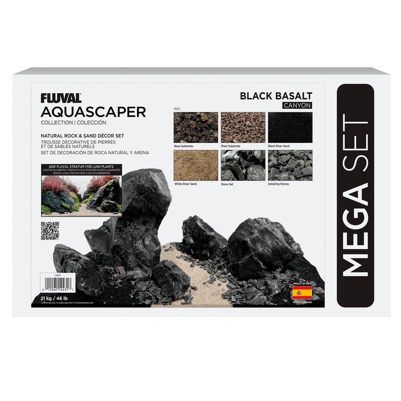Fluval Black Basalt Stone Rock Aquarium Aquascaper Kit Decoration