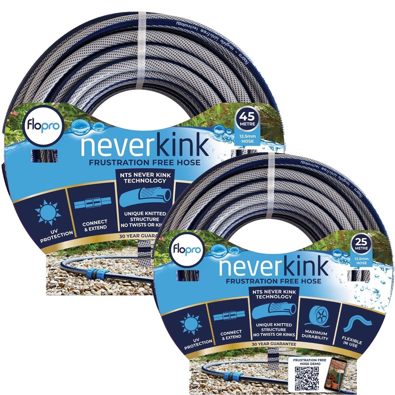 Flopro NeverKink Hose Kink Free Technology UV Protected Garden Hose 25m/45m
