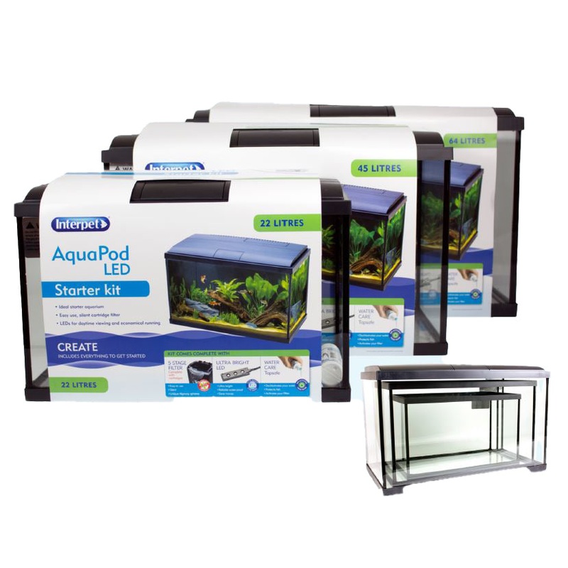 Interpet Aqua Pod 3-Pack Aquariums 22L/45L/64L