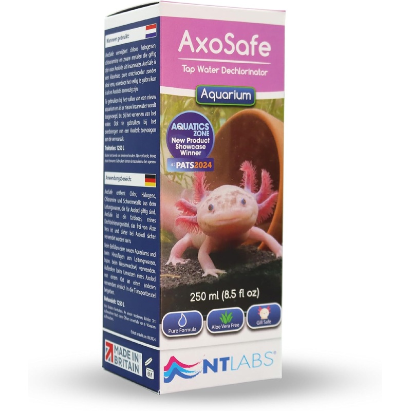 NT Labs AxoSafe 250ml - Water Conditioner for Axolotls, Removes Chlorine & Metals