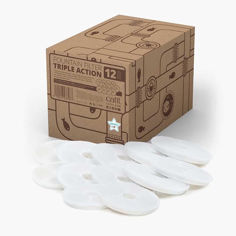 Catit Triple Action Fountain Filter - 12 pack