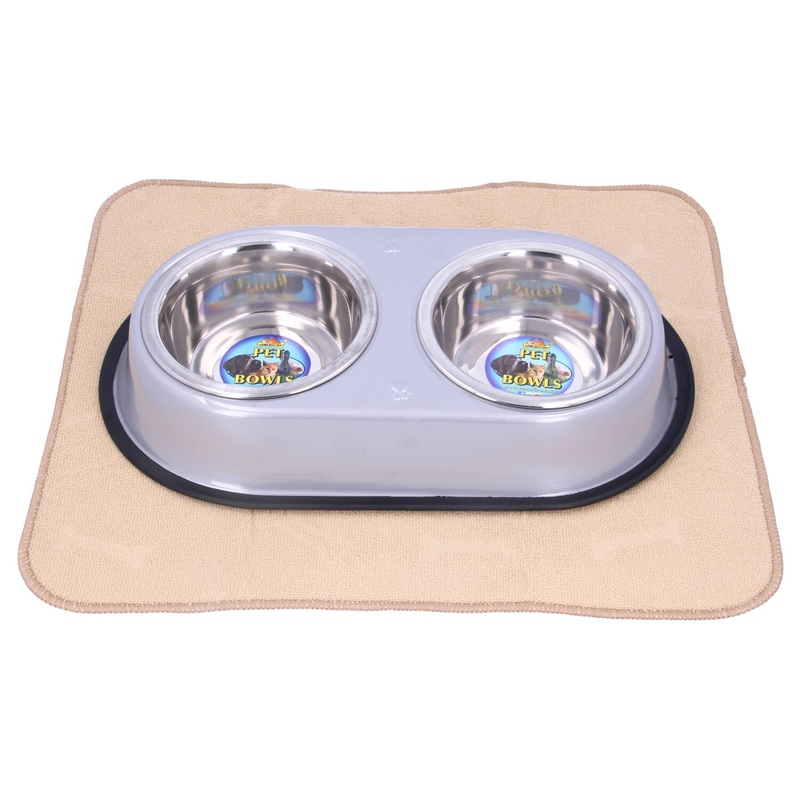 Lazy Bones Dog Double Diner Med 16cm with Placemat