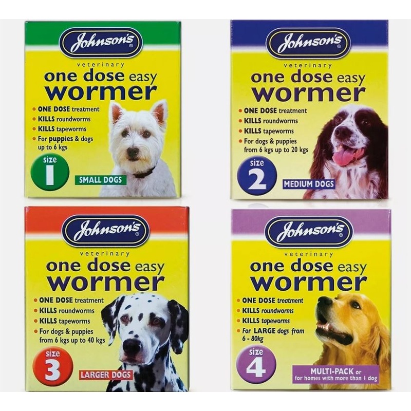 Johnsons One Dose Easy Wormer Dog Worm Worming Tablets Roundworm Tapeworm
