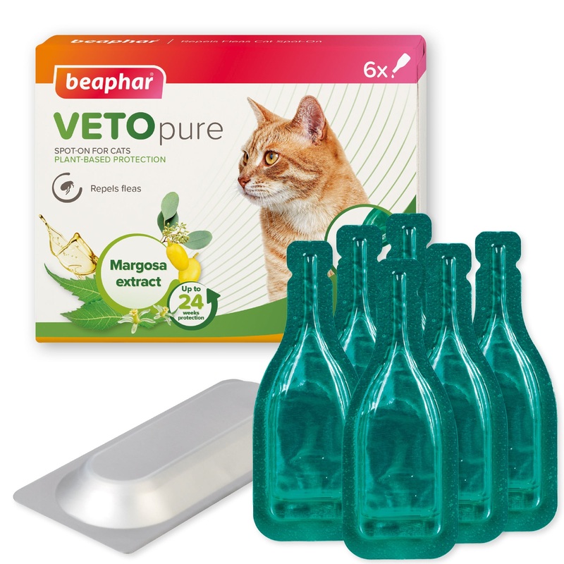 Vetopure Beaphar Cat Spot On Flea Protection - 6 Pipettes for 24 Weeks
