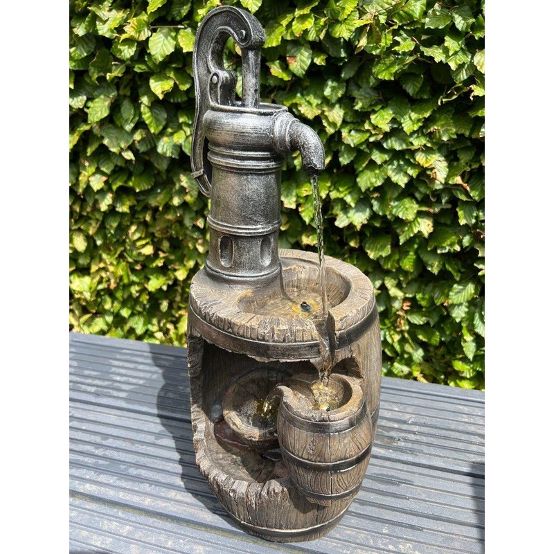 Three-Tier Barrel Water Feature with LED Lights