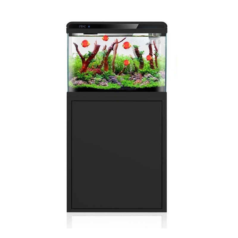 Aquarium Fish Tank & Cabinet Kit - LED - Black 70L - 57cm