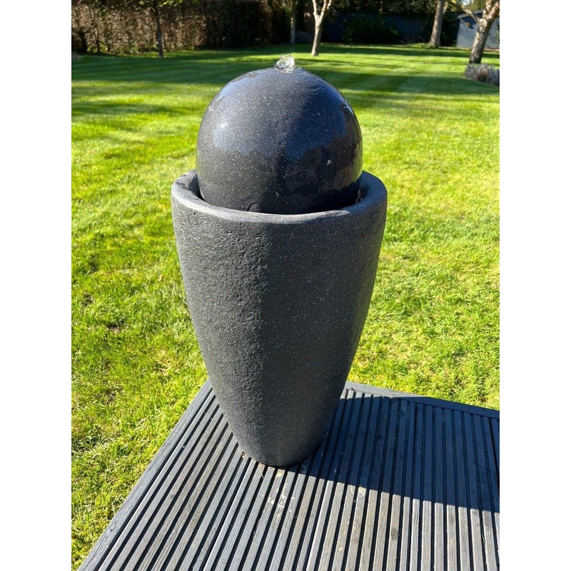 Vase Globe Water Feature with LED Lights -  Solar Panel 65x31x31 Dark Grey