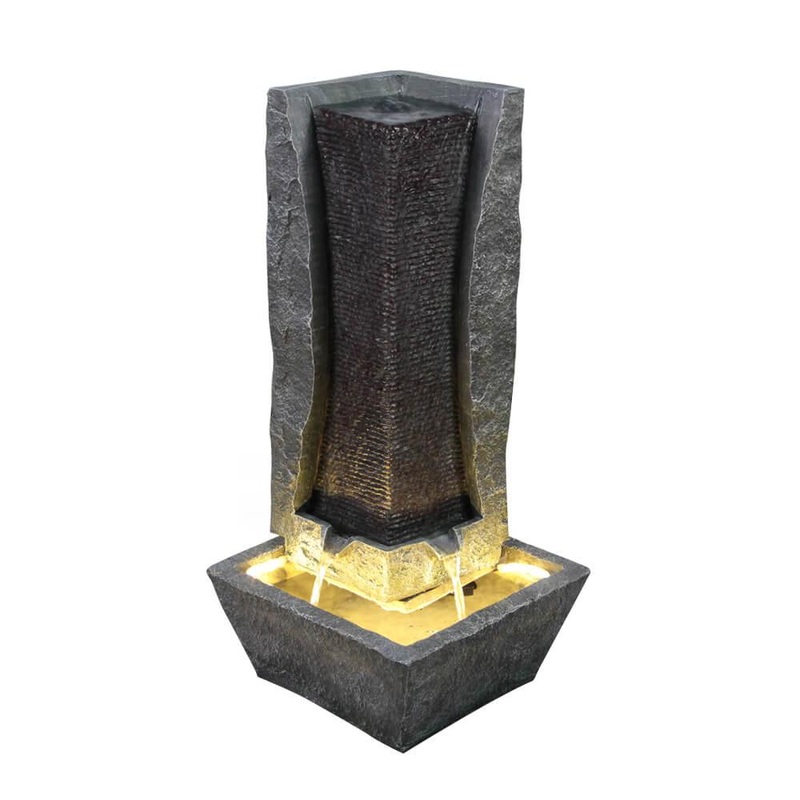 Modern Column Water Feature with LED Lights
