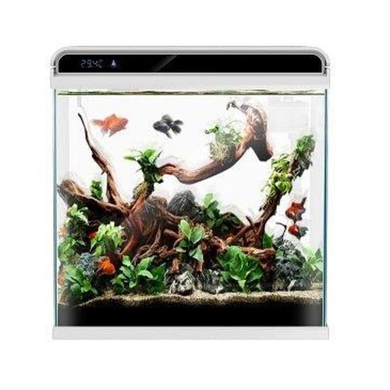 Ultra Clear Glass Nano LED Light Fish Tank  - 12L - White