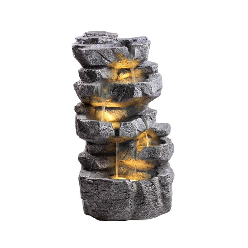 Rock Cascade Water Feature with LED Lights