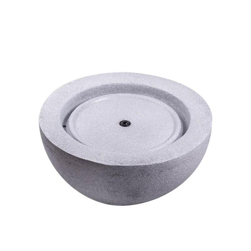 Bowl Stone Water Feature with LED Light - Light Grey