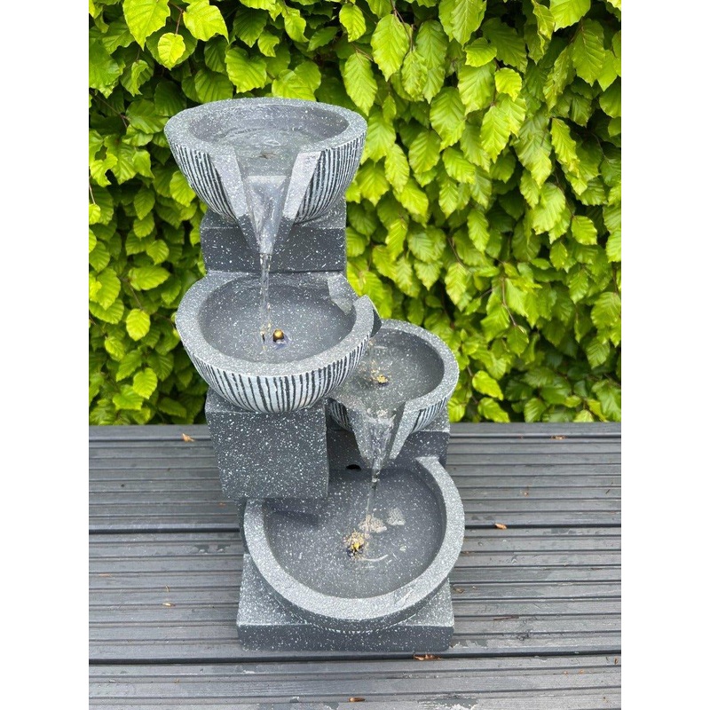 Waterfall x 4 Water Bowls with LED Lights - Solar Panel 47x27x23