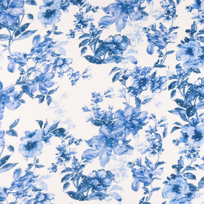 Printed Knit Eyelet - KHLOE - Denim Blue