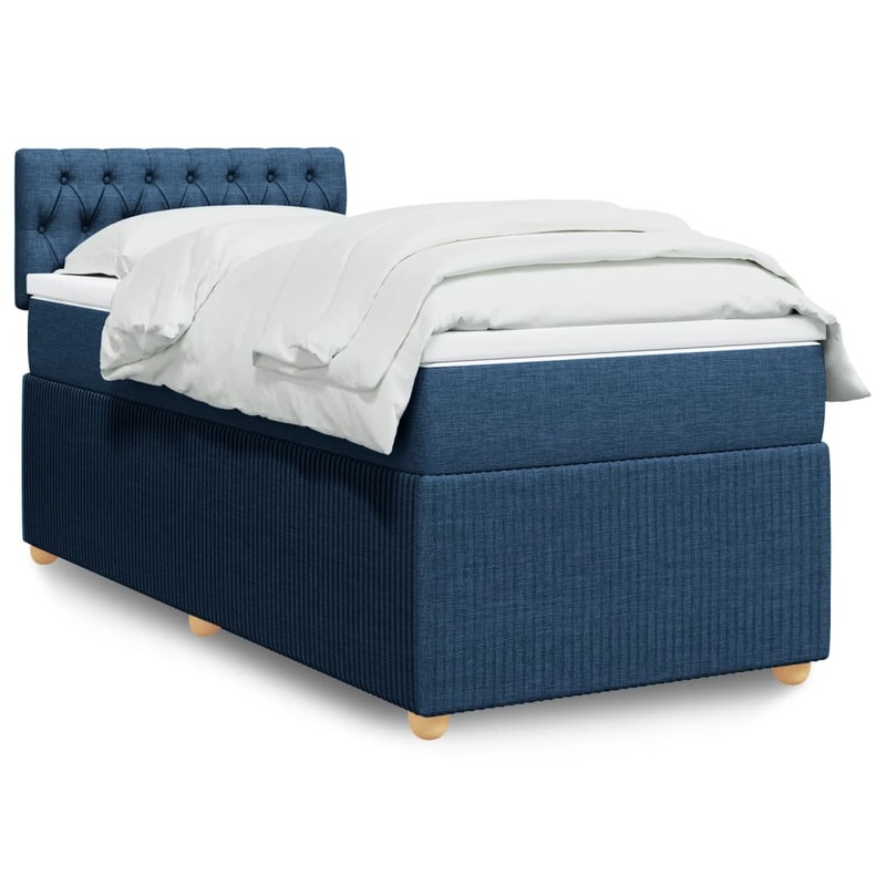 Sommier  lattes de lit avec matelas Bleu 90x200 cm Tissu