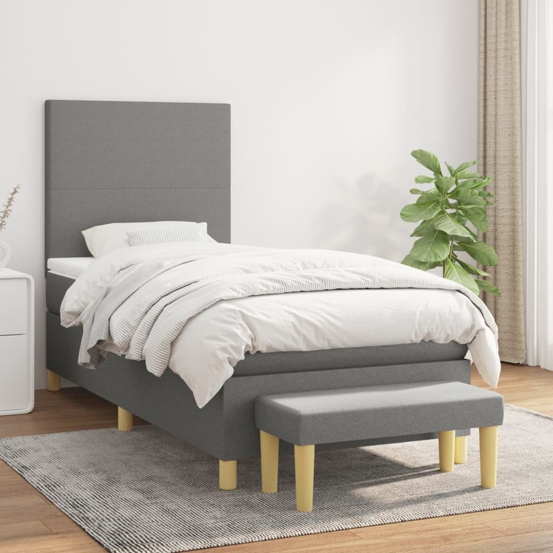Sommier  lattes de lit avec matelas Gris fonc 80x200 cm Tissu
