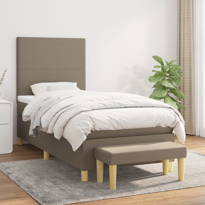 Sommier  lattes de lit avec matelas Taupe 100x200 cm Tissu