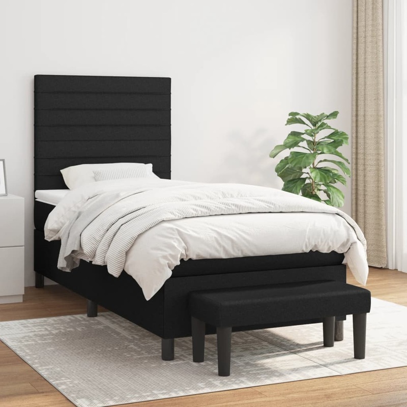 Sommier  lattes de lit et matelas Noir 80x200 cm Tissu